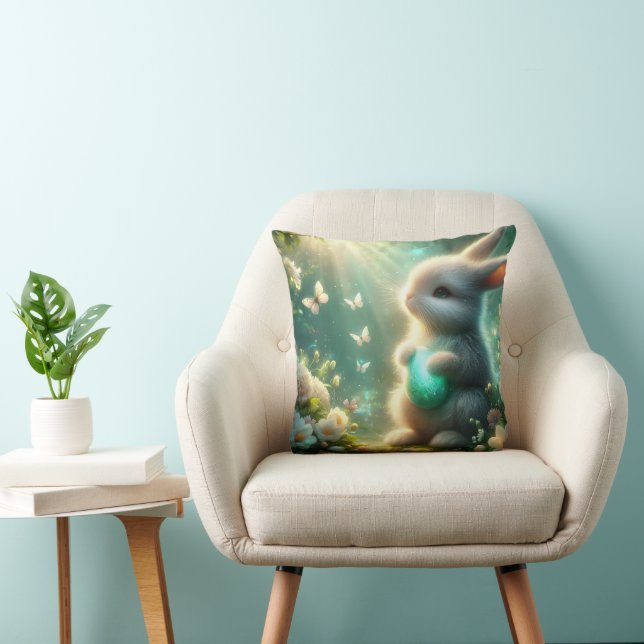 Coussin Lapin de Pâques de la Forêt Enchantée de Bois (Chaise)