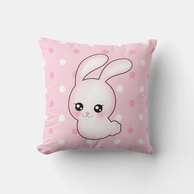 Coussin Lapin de Pâques de rose d'Anime de Chibi (Recto)