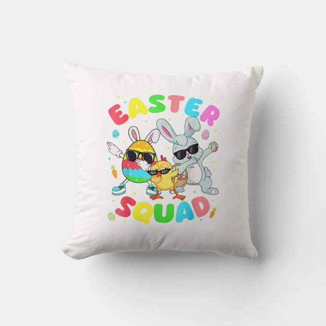 Coussin Lapin de Pâques Drôle Groovy Équipe de Pâques Jour (Recto)