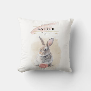 Coussin Lapin de Pâques élégant   Joyeuses Pâques Art Aqua