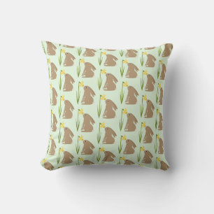 Coussin Lapin de Pâques lapin et fleur de jonquille Motif