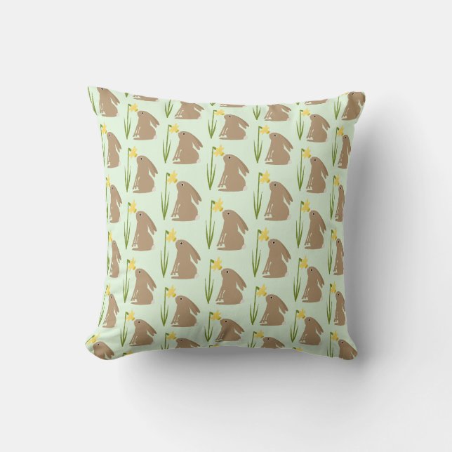 Coussin Lapin de Pâques lapin et fleur de jonquille Motif (Recto)