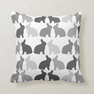 Coussin Lapin de Pâques noir blanc gris Printemps