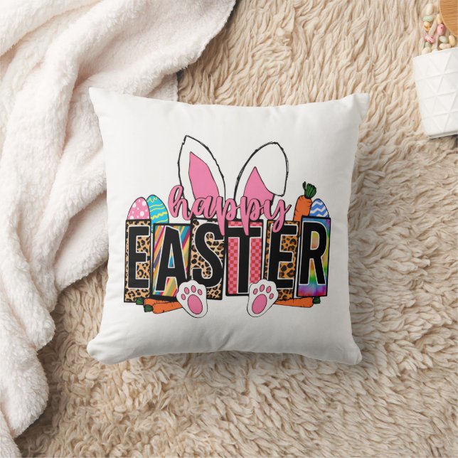 Coussin Lapin de Pâques Oreilles Imprimé Léopard Carreaux  (Couverture)