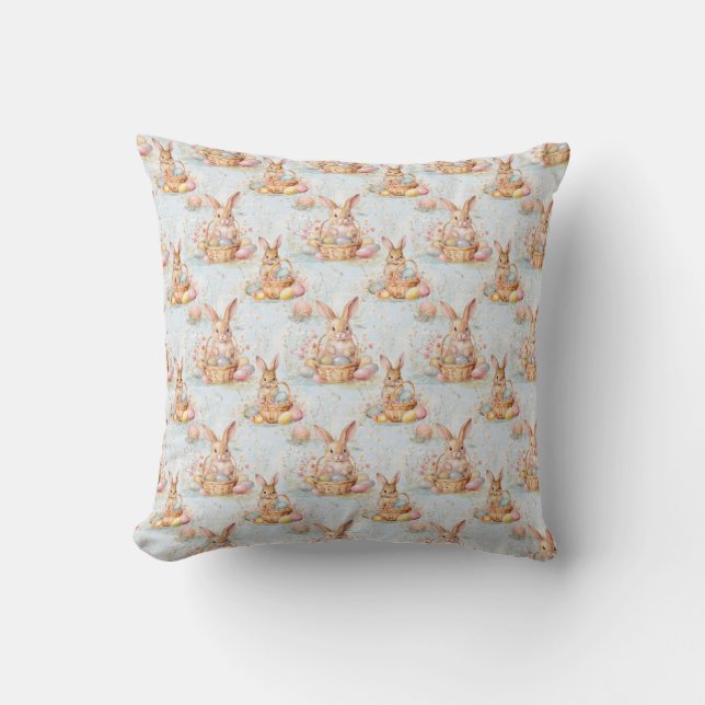 Coussin Lapin de Pâques Tissu Sans Couture – Pastel Mignon (Recto)