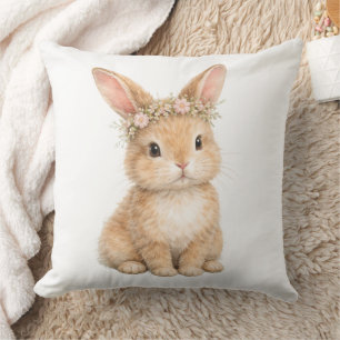 Coussin Lapin de Pâques vintage aquarelle