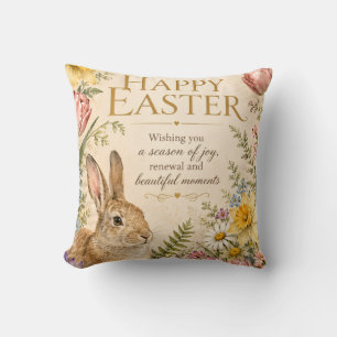 Coussin Lapin de Pâques vintage Fleurs de jardin de bienve