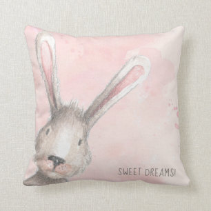 Coussin Lapin de rêve personnalisé à l'aquarelle