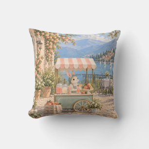 Coussin Lapin de soda à la pêche Terrasse de fleurs au bor