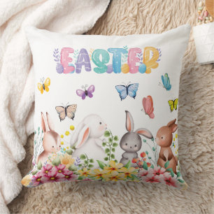 Coussin Lapin drôle Joyeuse fête de Pâques 