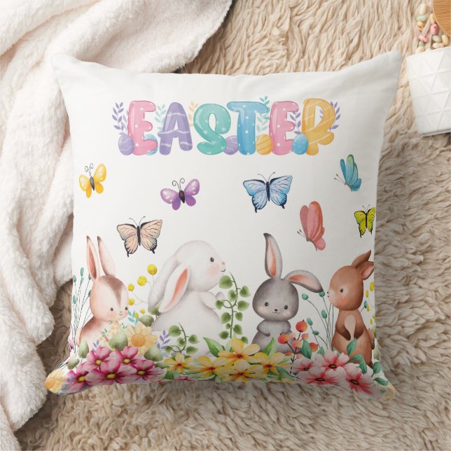 Coussin Lapin Drôle Joyeux Jour de Pâques  (Couverture)