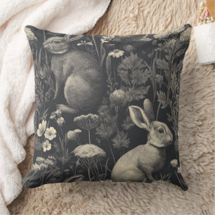 Coussin Lapin Élégant Toile Floral Motif Vintage (10)