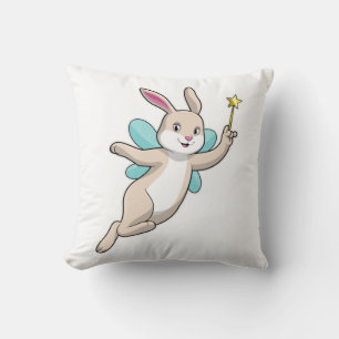 Coussin Lapin en fée avec baguette magique