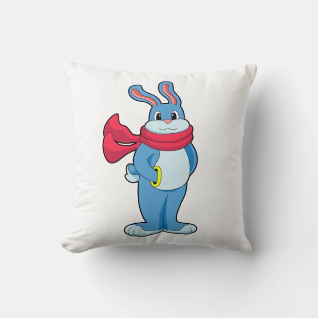 Coussin Lapin en hiver avec Écharpe (Recto)