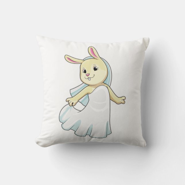 Coussin Lapin en mariée avec voile (Recto)