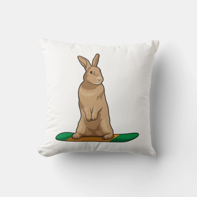 Coussin Lapin en Snowboard avec Snowboard (Recto)