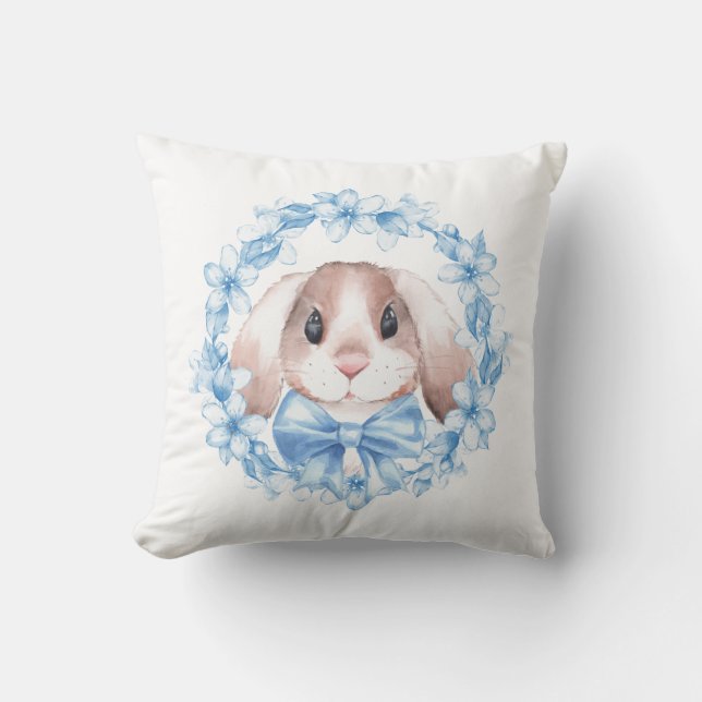 Coussin Lapin et couronne bleue (Recto)