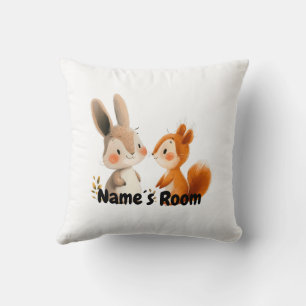 Coussin Lapin et Écureuil Adorables Amis Chambre d'Enfants