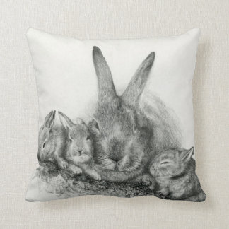 Coussin Lapin et lapins de mamans de carreau