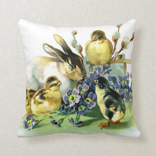 Coussin Lapin et poussin de Pâques vintage