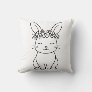 Coussin Lapin fantaisiste avec couronne florale en ligne a