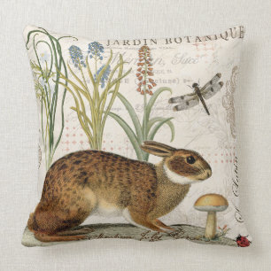 Coussin lapin français vintage moderne dans le jardin