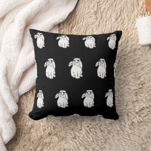 Coussin Lapin Hipster Lapin Drôle Avec Lunettes Mignon Ani