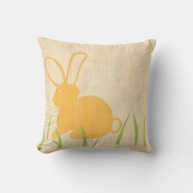 Coussin Lapin jaune et herbe verte par Chariklia Zarris (Recto)