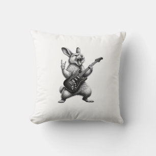 Coussin Lapin Jouant de la Guitare Rock Star Amateur de La