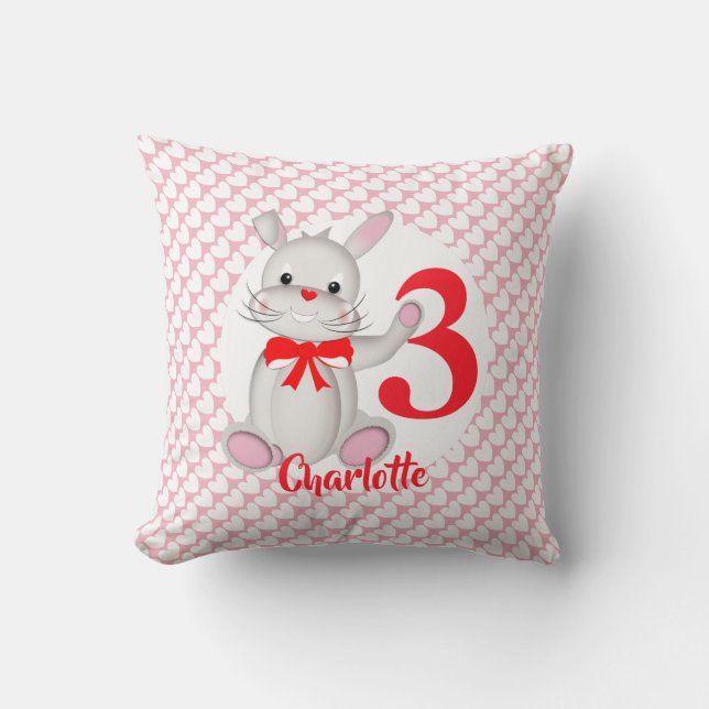 Coussin Lapin Lapin Cartographié rose (Recto)