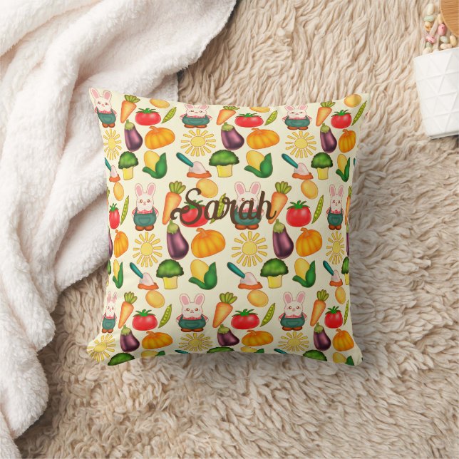 Coussin Lapin Lapin Farmer de légumes (Couverture)
