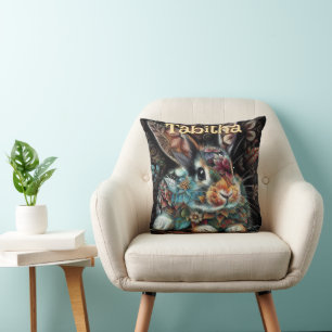 Coussin Lapin lapin Whimsical Floral Personnalisé