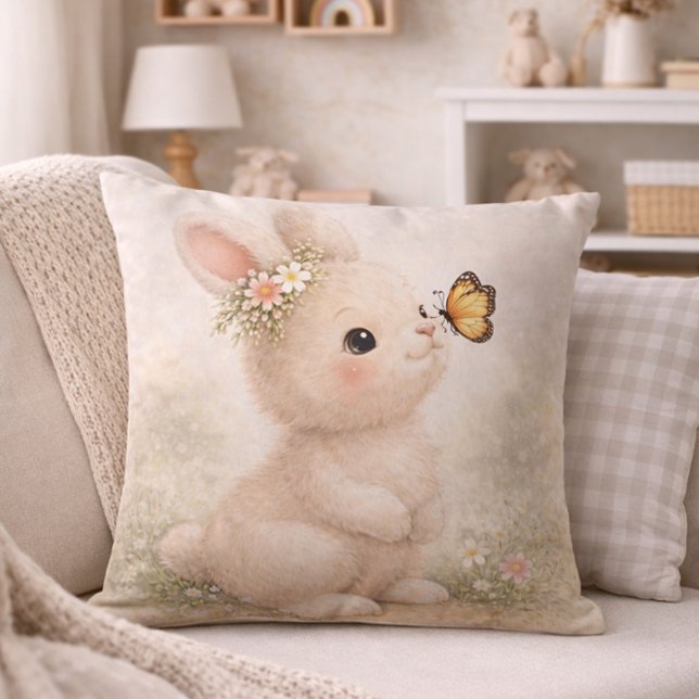 Coussin Lapin Mignon Avec Papillon Décoration de Nursery N (Créateur téléchargé)