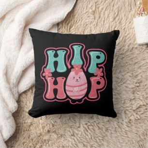 Coussin Lapin mignon chasse aux œufs hip hop Joyeuses Pâqu