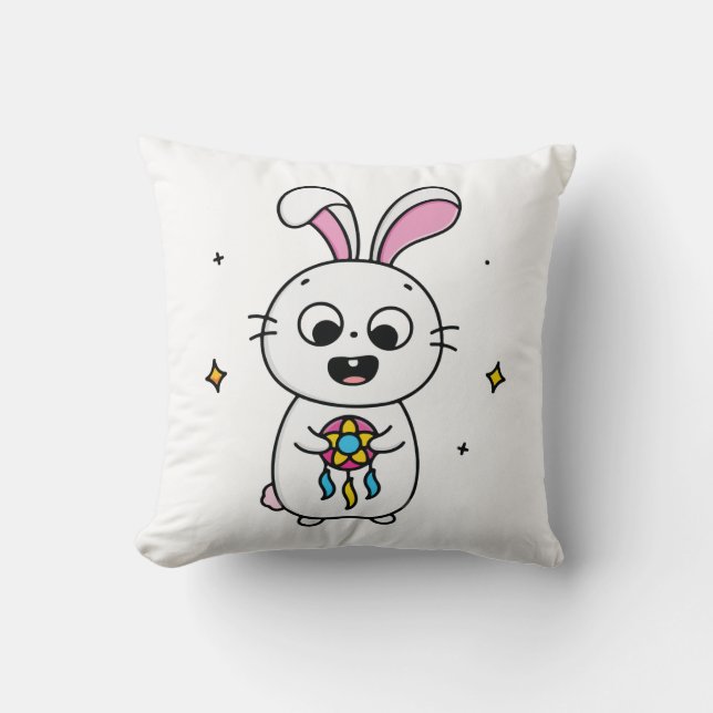 Coussin Lapin Mignon et Drôle (Recto)