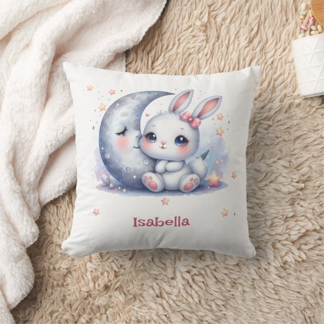 Coussin lapin mignon et enfants du croissant de lune (Couverture)