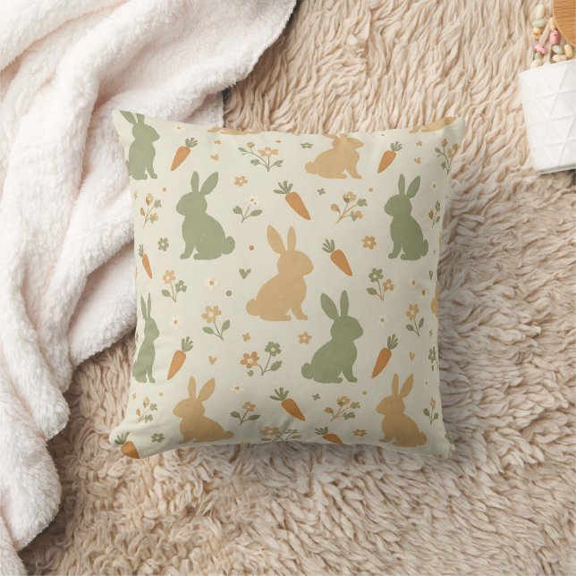 Coussin Lapin mignon & motif Cottage Carotte (4) (Couverture)