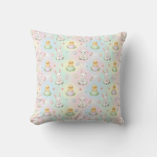 Coussin Lapin mignon poussin & agneau motif de Pâques