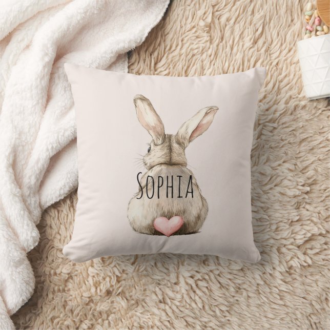 Coussin Lapin Mignon Queue Rose Coeur  (Couverture)
