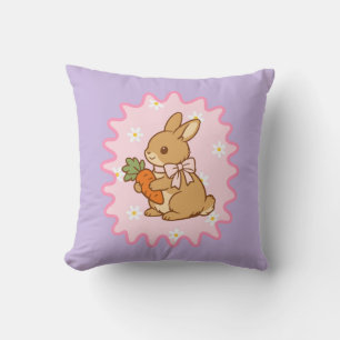 Coussin Lapin Mignon Violet Carotte & Marguerite