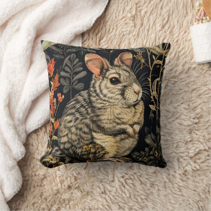 Coussin Lapin Motif Vintage Forêt Floral Jardin