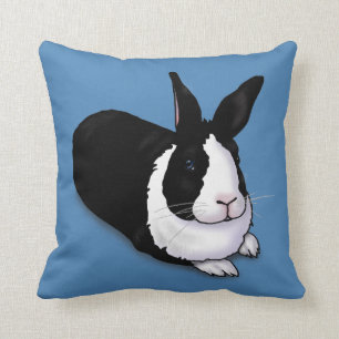Coussin Lapin noir et blanc