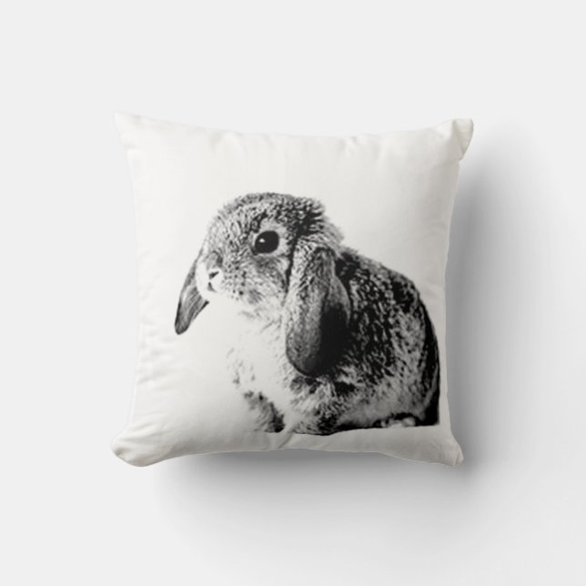 Coussin Lapin noir et blanc (Recto)