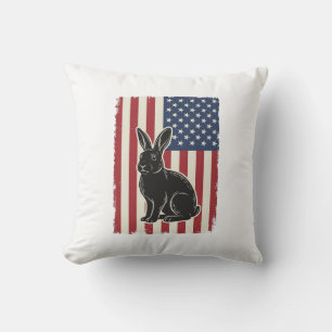 Coussin Lapin Patriotique Drapeau Américain Gravure Vintag