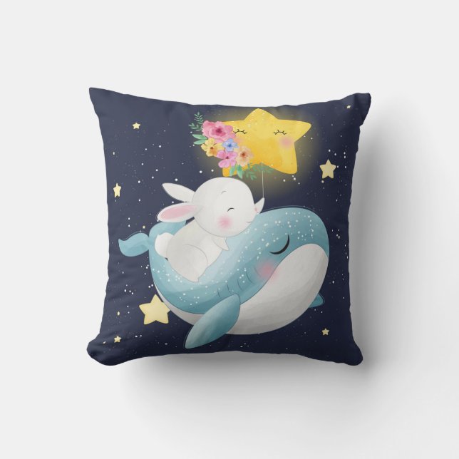 Coussin Lapin Qui Mène Une Baleine (Recto)