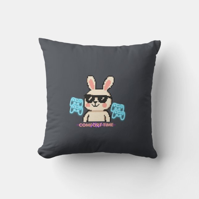 Coussin Lapin Rétro Gamer (Recto)