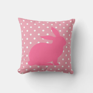 Coussin Lapin rose et pois