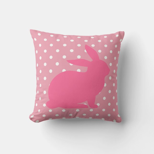 Coussin Lapin rose et pois (Recto)