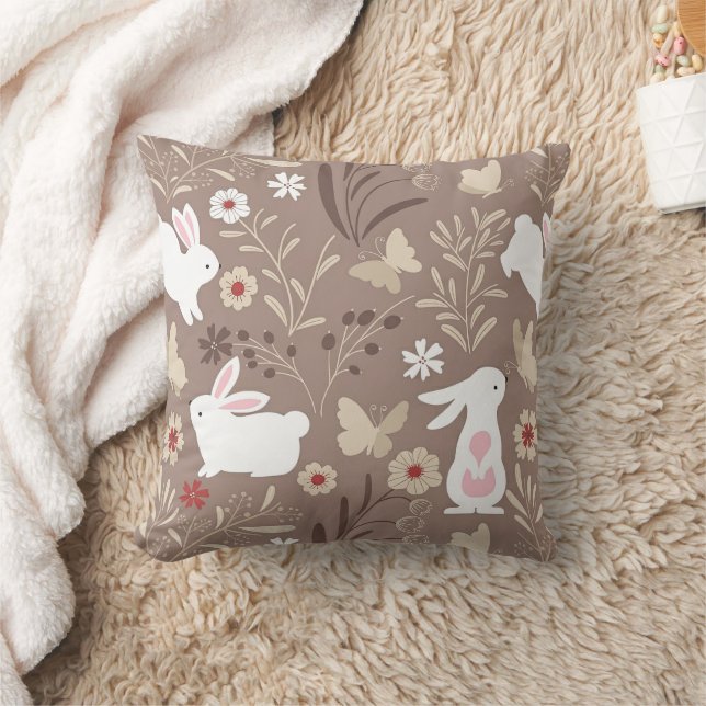 Coussin Lapin rustique de la forêt pour la nurserie (Couverture)