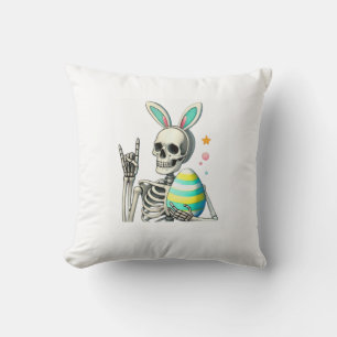 Coussin Lapin squelette de Pâques Rock Hand Rocker Garçons